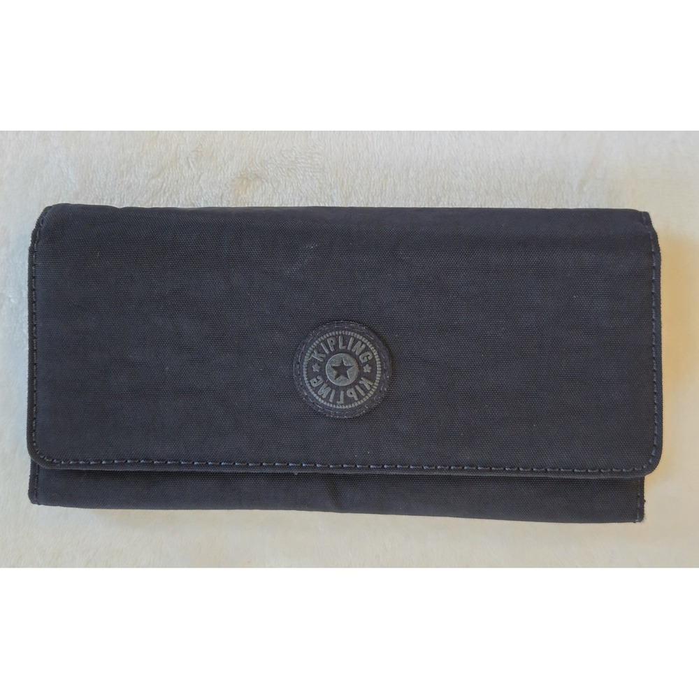 Kipling Black Nylon Money Land RFID Snap Tri-Fold Wallet